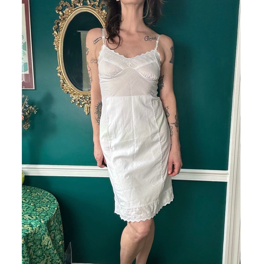 Vintage Figurfit 1970s Eyelet Cotton Slip Dress - Sexy Summer Sundress